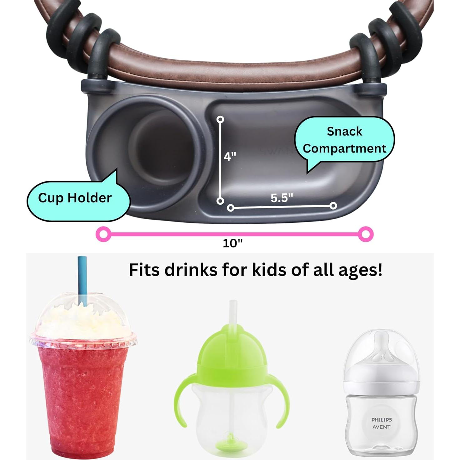 Bandeja para bocadillos Swanoo con soporte para tazas - Gris