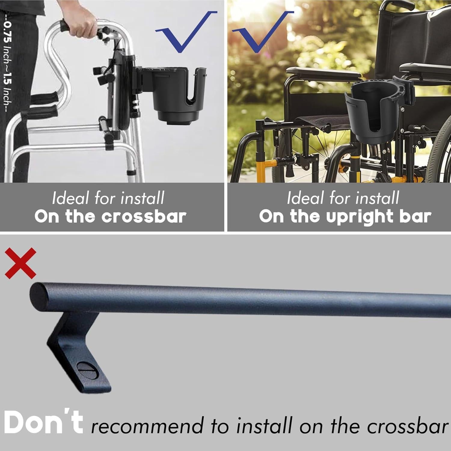 Soporte para Tazas EDSRDUX Ajustable para Sillas de Ruedas