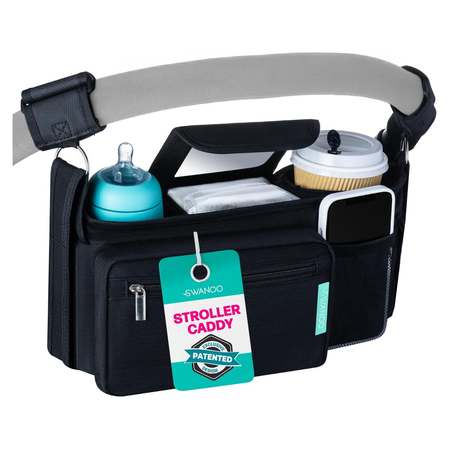 Organizador de Cochecito Swanoo Negro con Soporte para Vaso