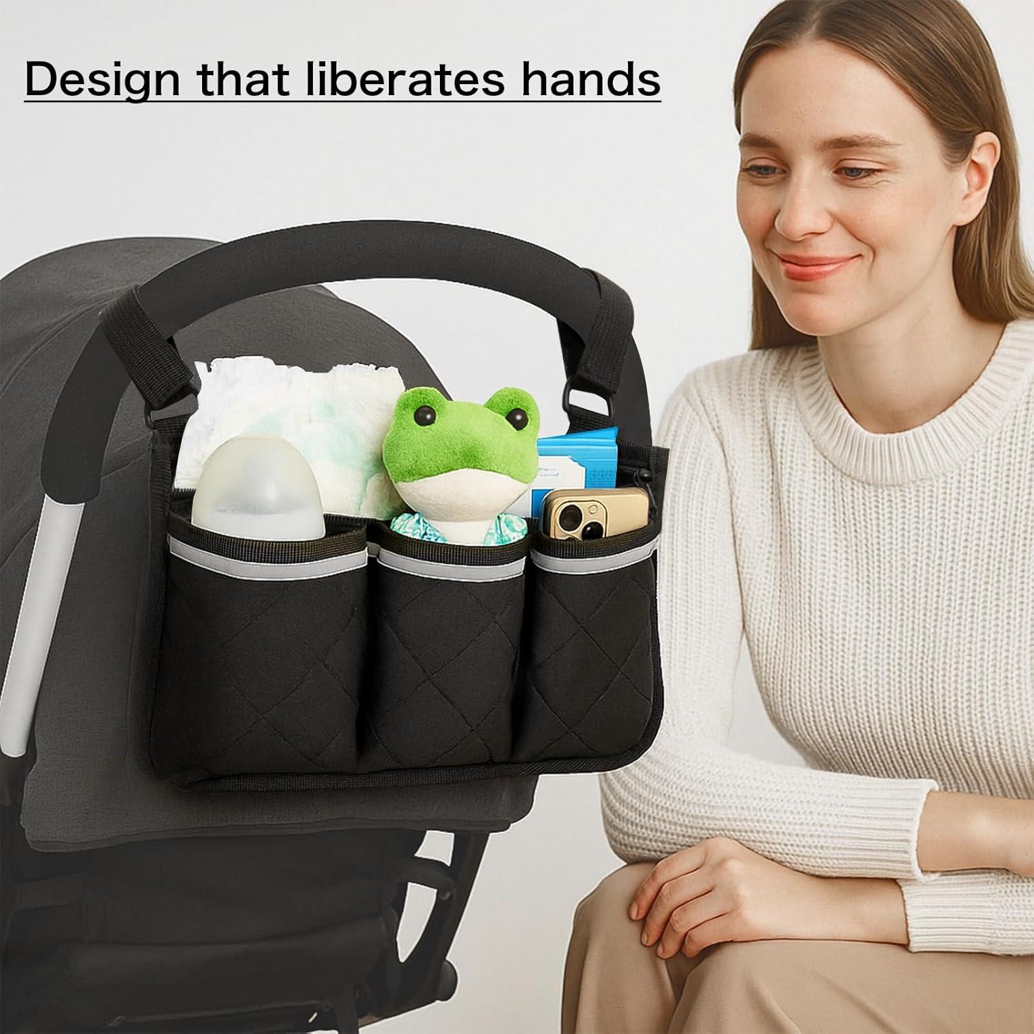 Organizador de Cochecito Longomat Negro con Soporte para Vaso