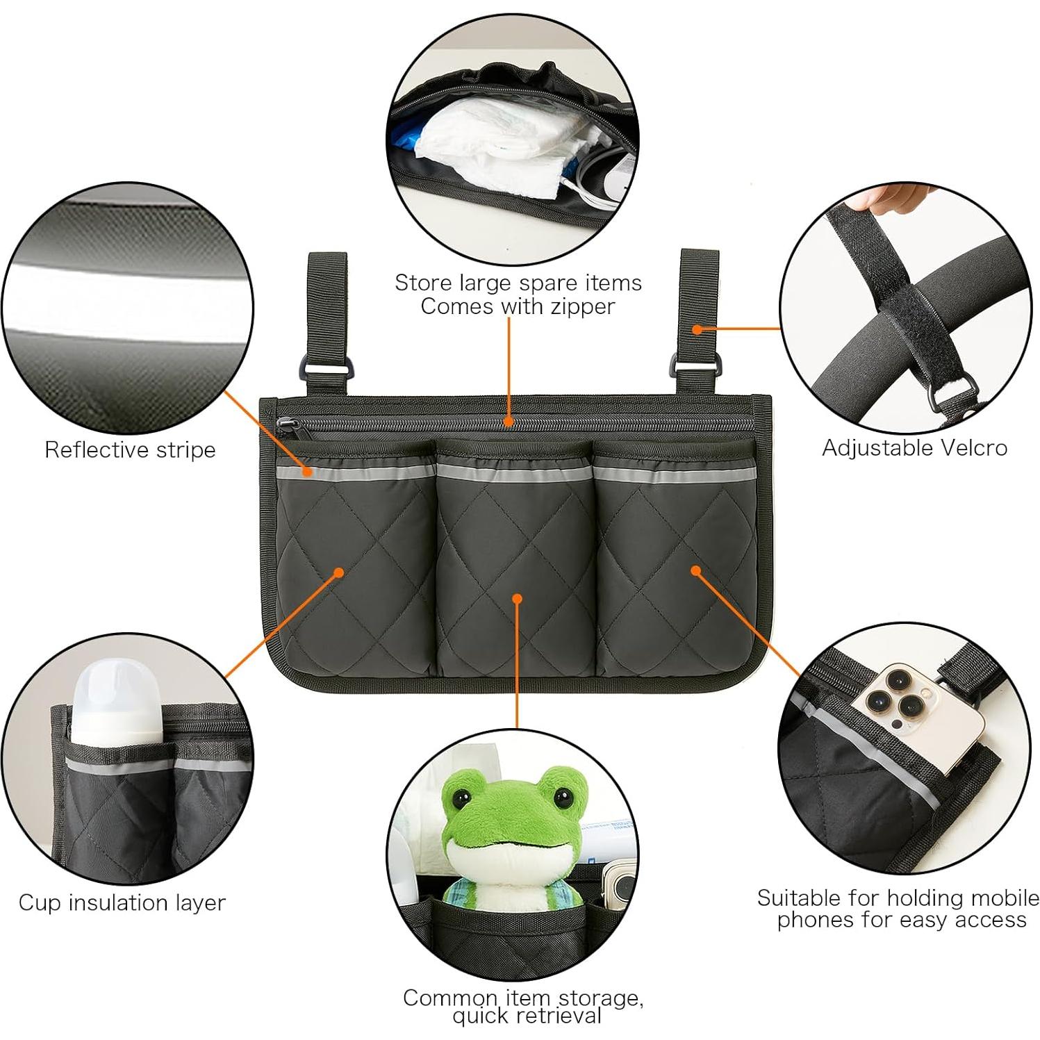 Organizador de Cochecito Longomat Negro con Soporte para Vaso