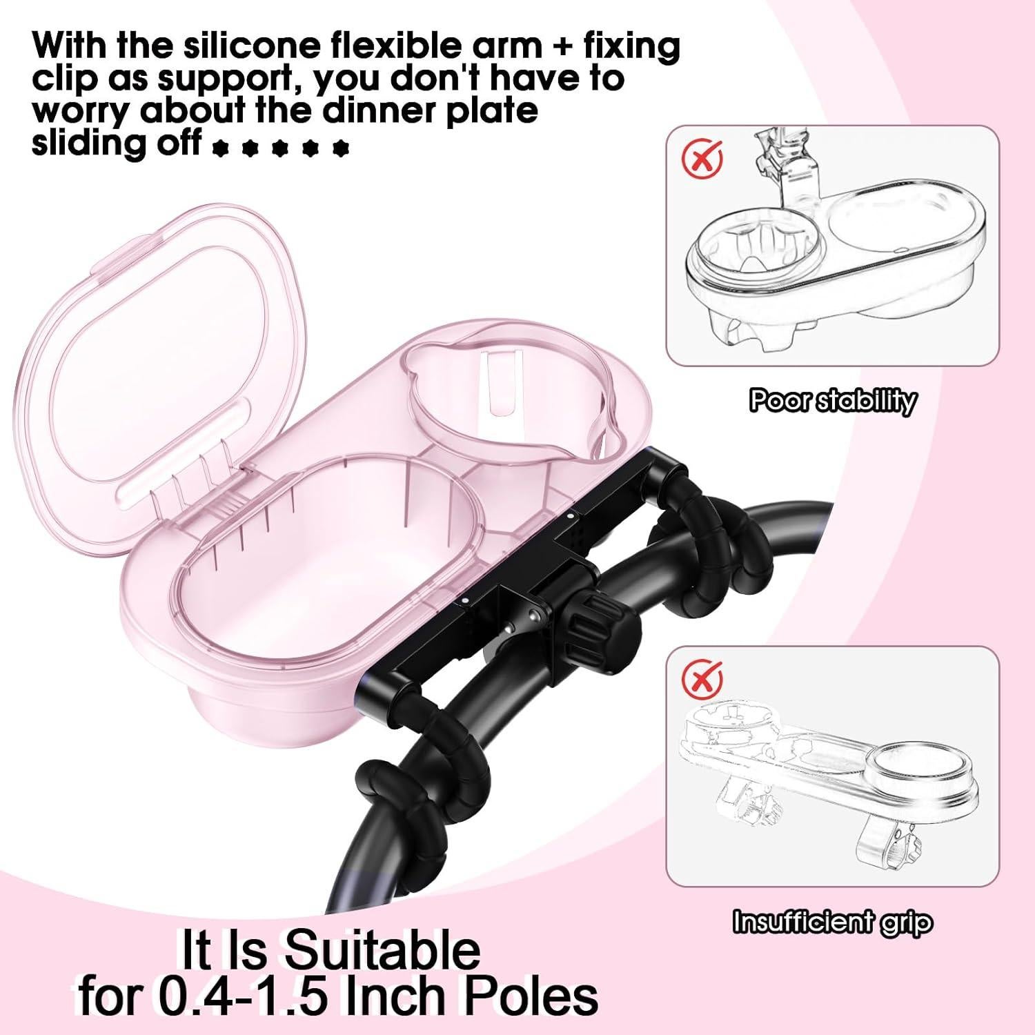 Bandeja para Snacks Universal UXLXLK Rosa con Soporte para Vaso