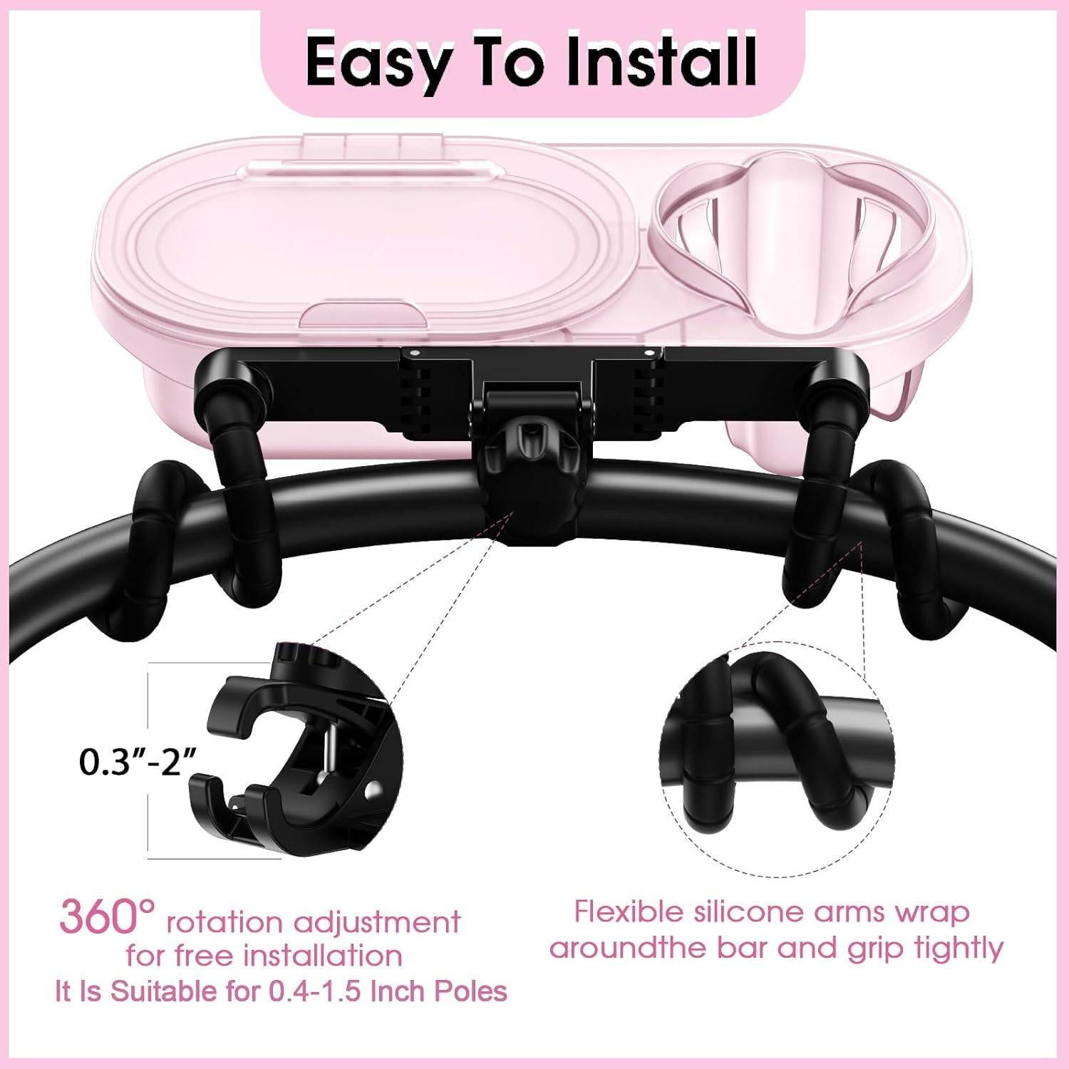 Bandeja para Snacks Universal UXLXLK Rosa con Soporte para Vaso