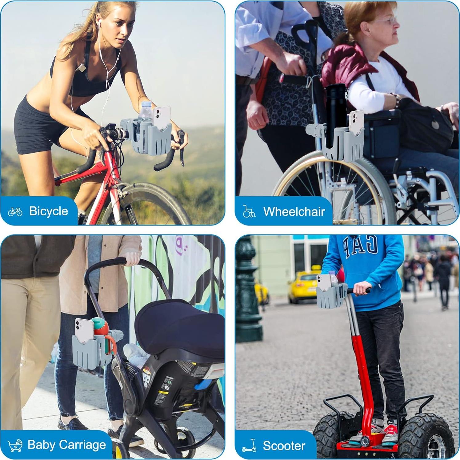 Soporte para taza y teléfono Accmor 2 en 1 gris para cochecito