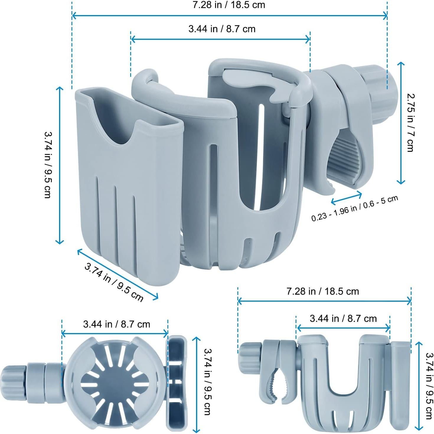 Soporte para taza y teléfono Accmor 2 en 1 gris para cochecito