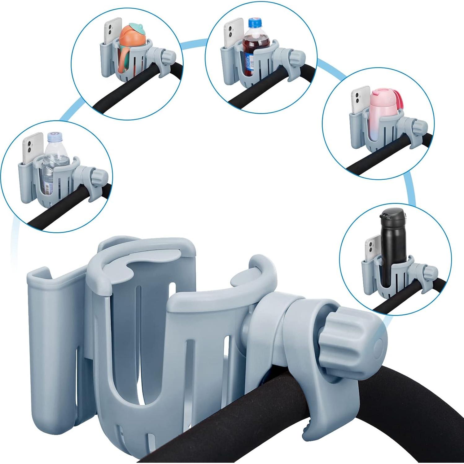 Soporte para taza y teléfono Accmor 2 en 1 gris para cochecito