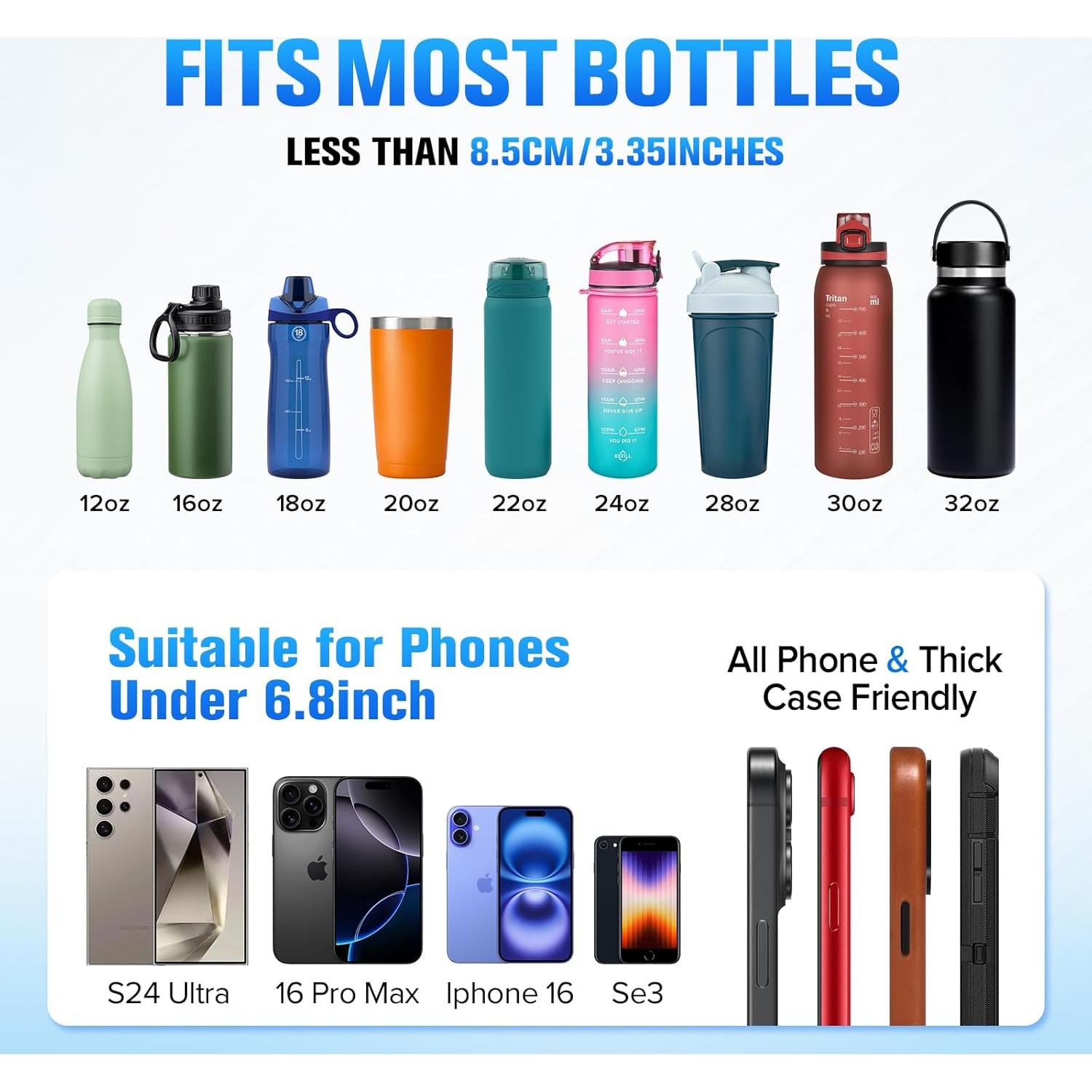 Soporte para Taza y Teléfono TSAKBAM TB-018 Negro Universal