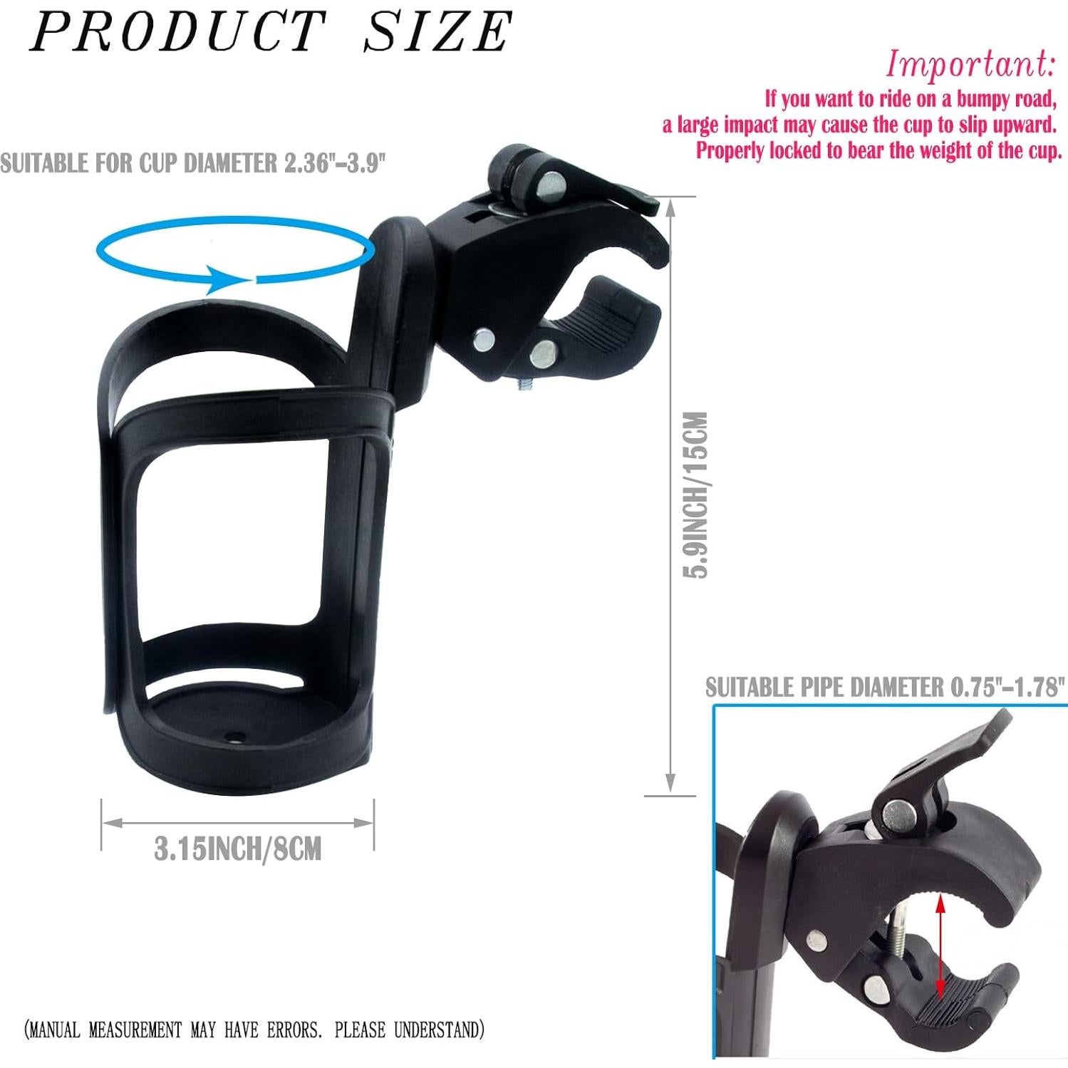 Soporte para Taza Universal NCGDPZY Negro - Paquete de 2