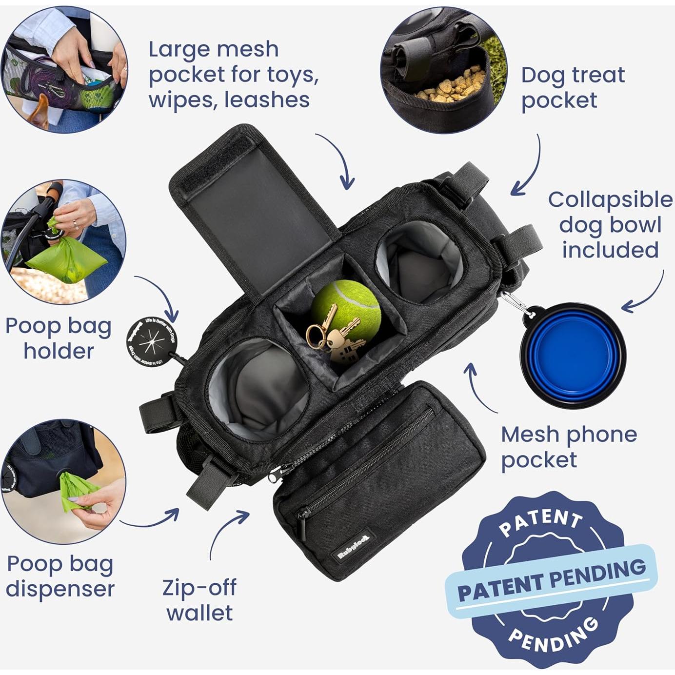 Organizador de Carrito para Perros Rubyloo con Dispensador y Cuenco