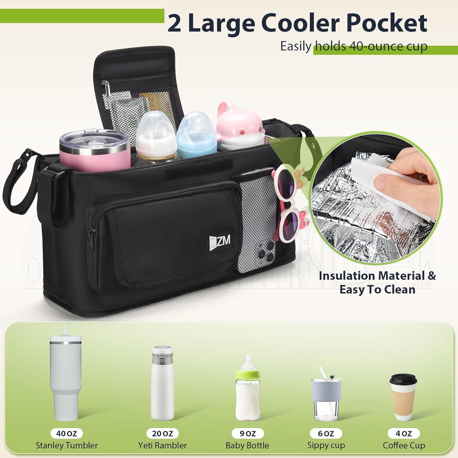 Organizador de Carro de Paseo ZZM con 2 Soportes de Vaso