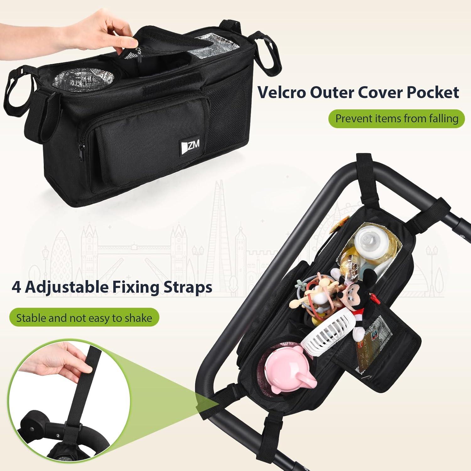 Organizador de Carro de Paseo ZZM con 2 Soportes de Vaso