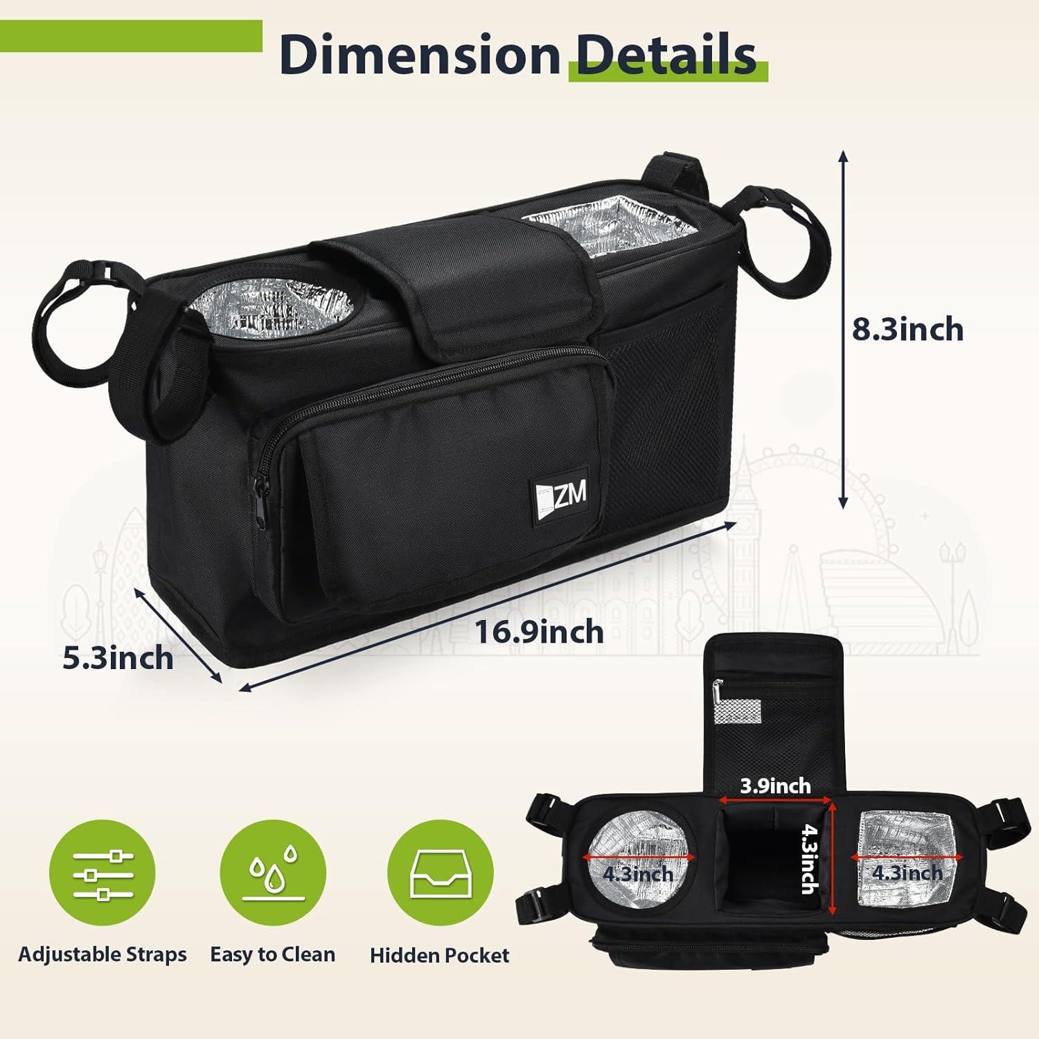 Organizador de Carro de Paseo ZZM con 2 Soportes de Vaso