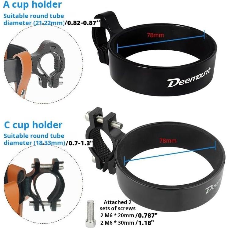 Soporte para Taza de Manillar UIVXXUD Aluminio Plata 78mm