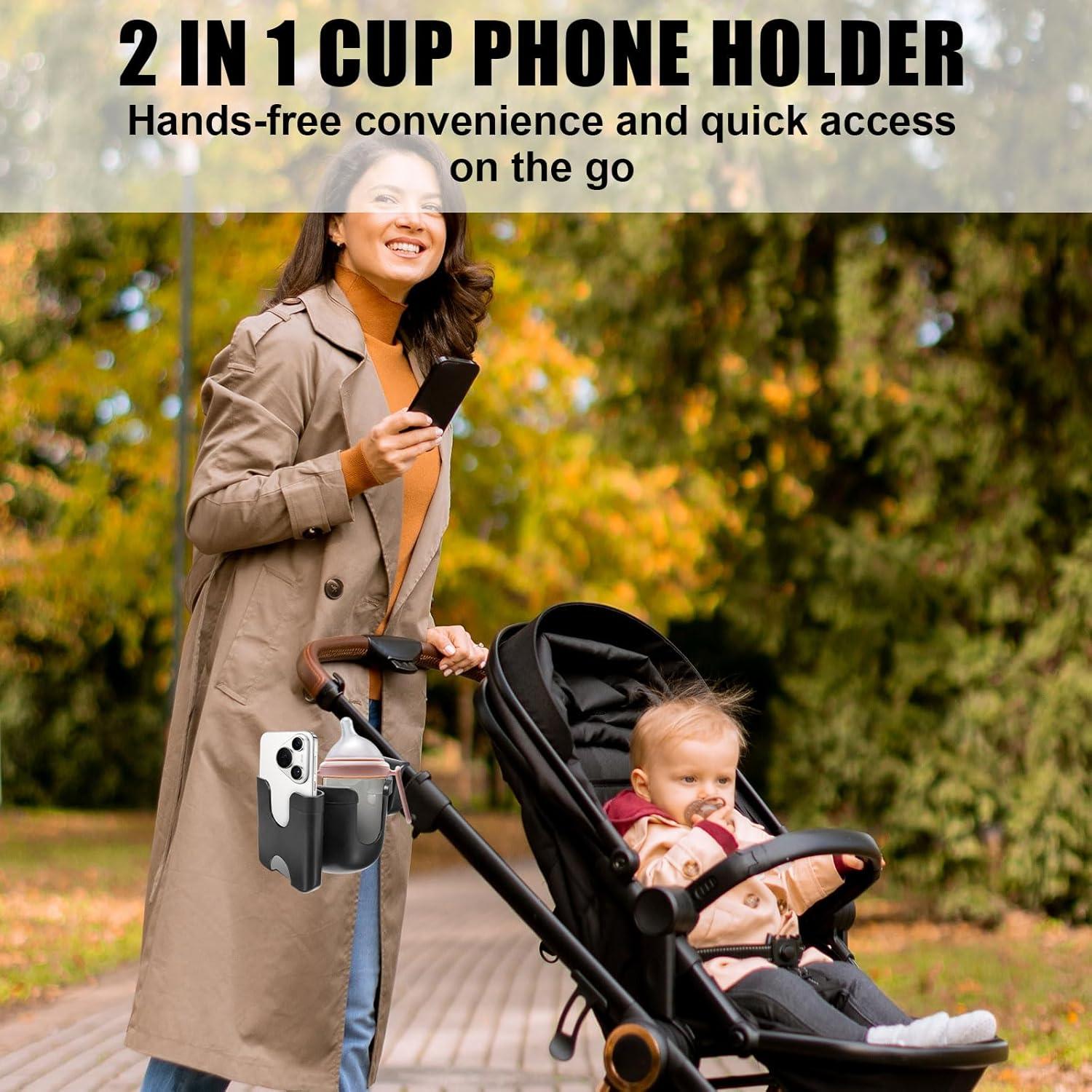 Soporte para Taza y Teléfono Suohheh 2-en-1 para Cochecito