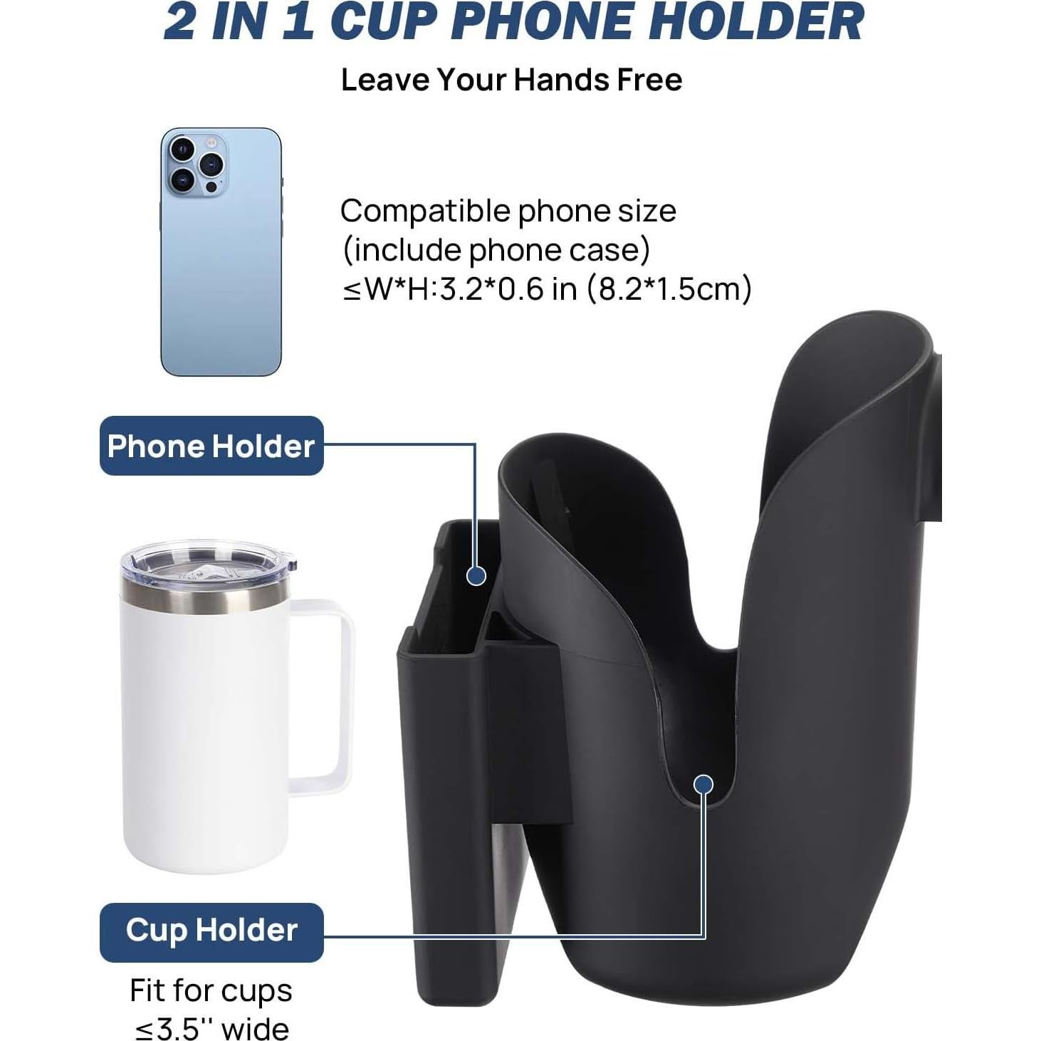 Soporte para Taza y Teléfono JOYTUTUS 2 en 1 para Silla de Ruedas