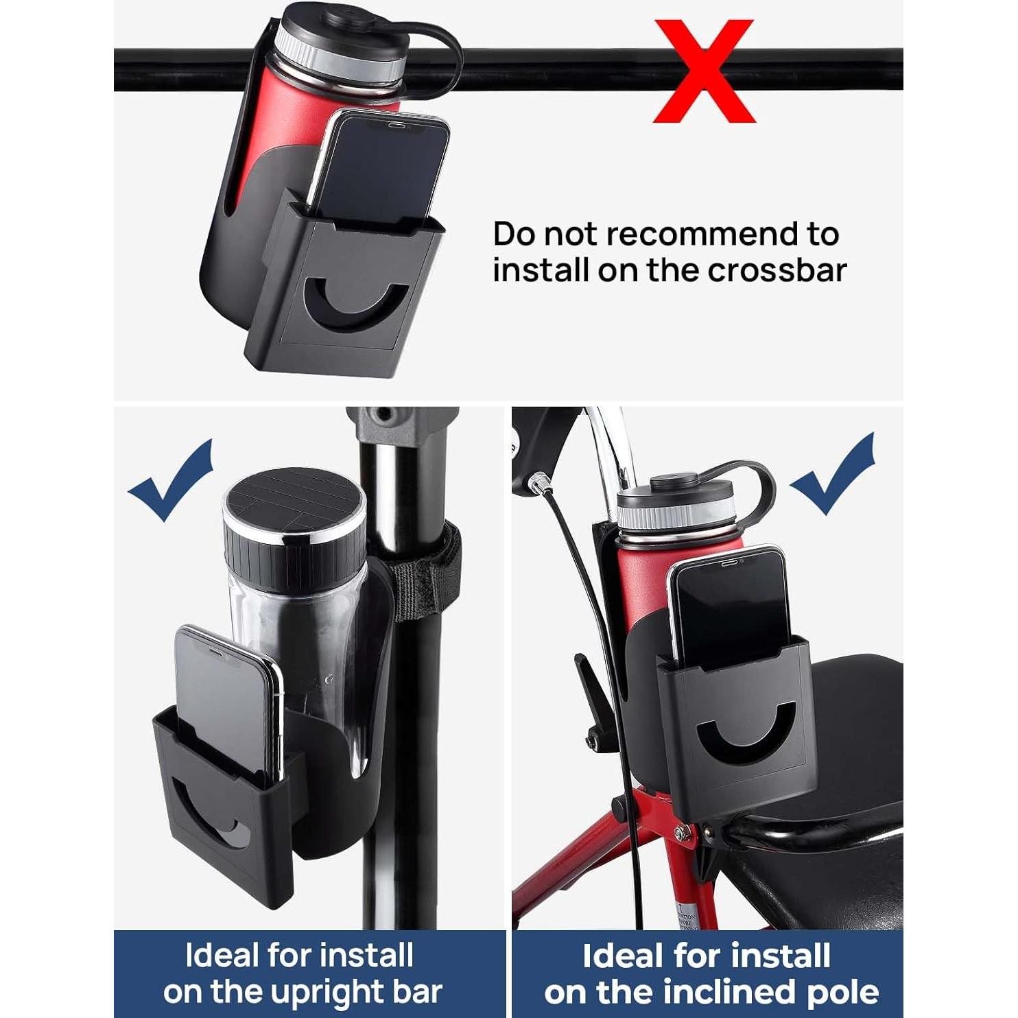 Soporte para Taza y Teléfono JOYTUTUS 2 en 1 para Silla de Ruedas