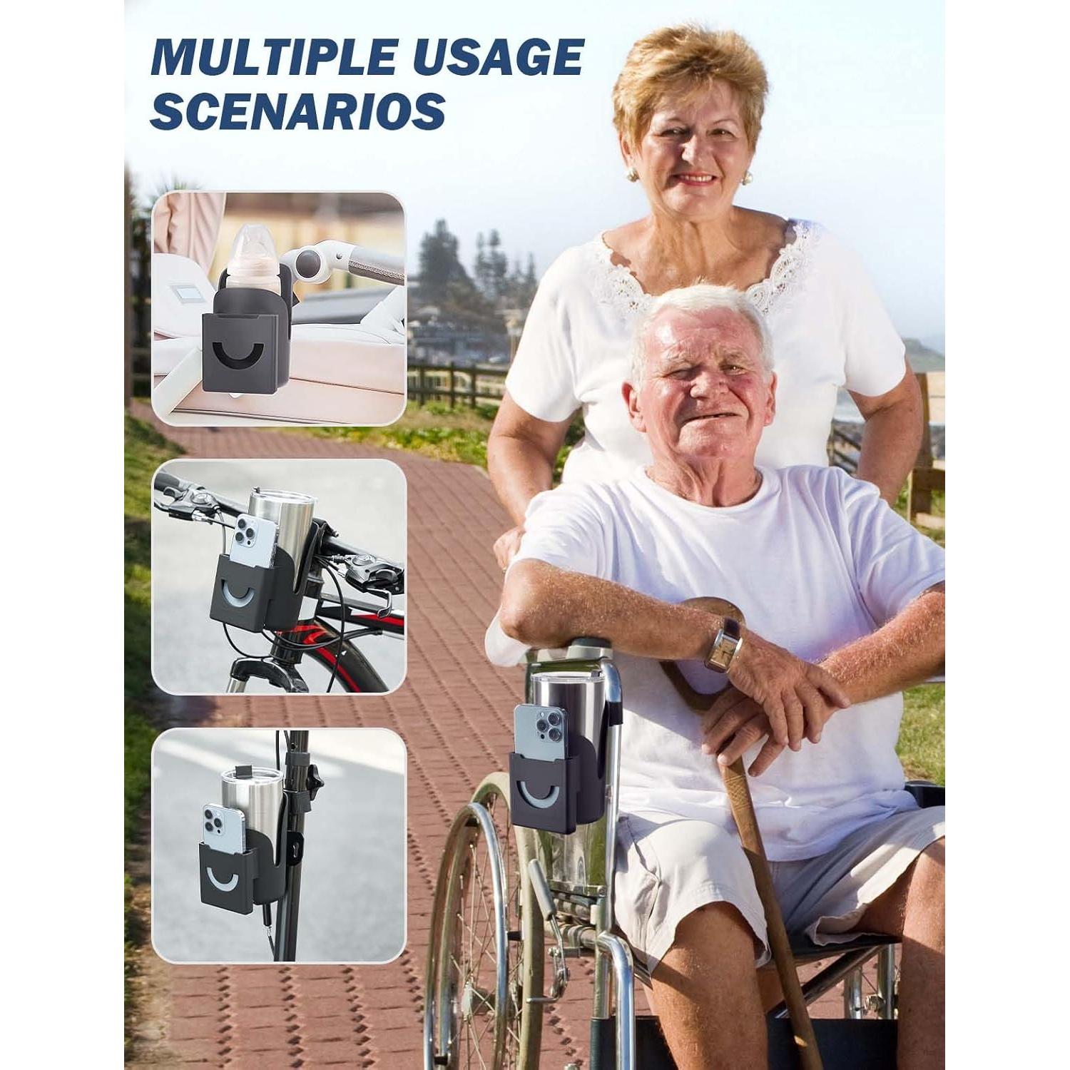 Soporte para Taza y Teléfono JOYTUTUS 2 en 1 para Silla de Ruedas