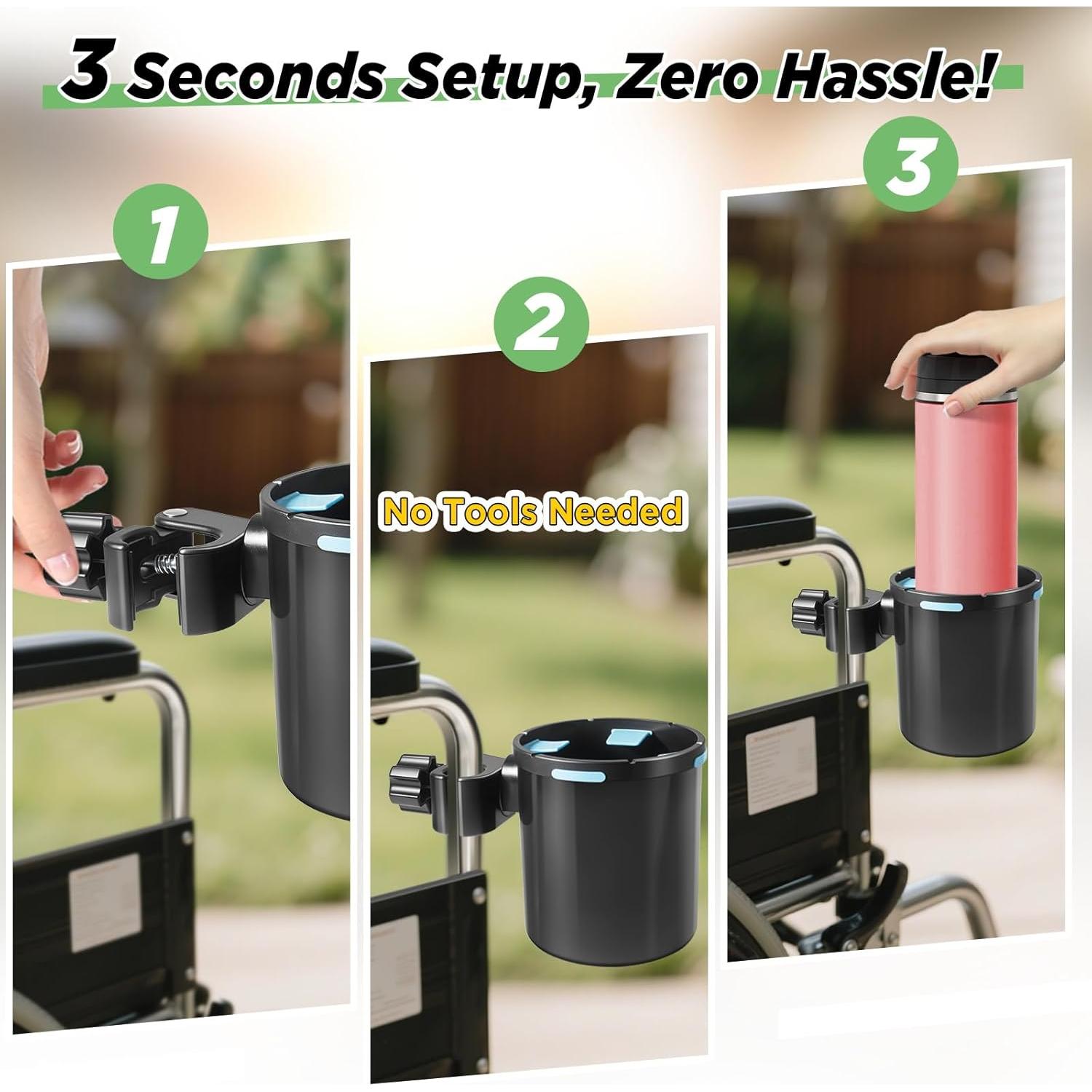 Soporte para Tazas Kevenal Ajustable para Silla de Ruedas