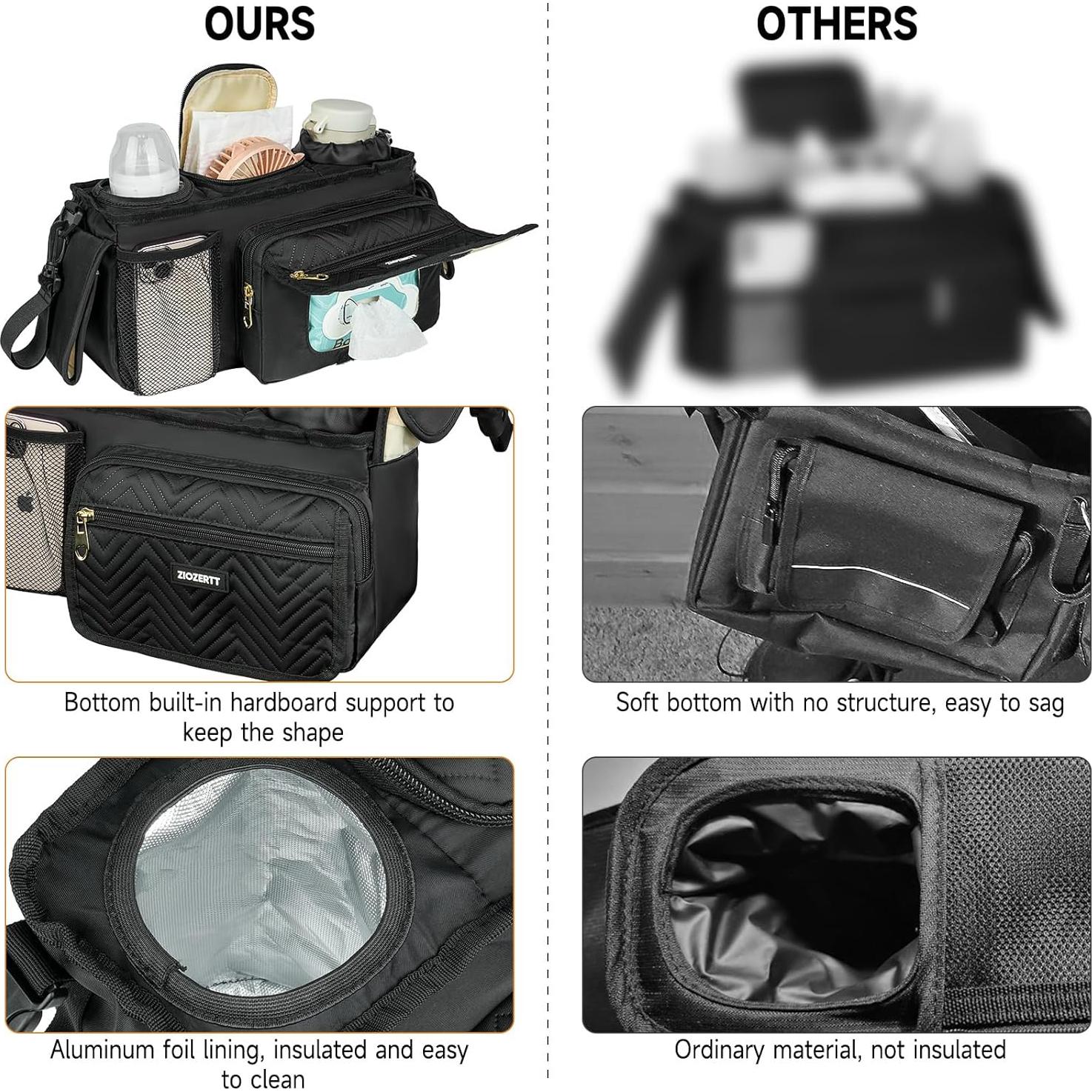 Organizador Universal para Carriola ZIOZERTT Negro con Soporte de Vaso