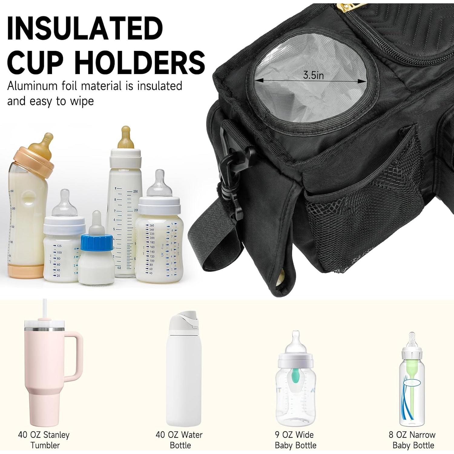 Organizador Universal para Carriola ZIOZERTT Negro con Soporte de Vaso