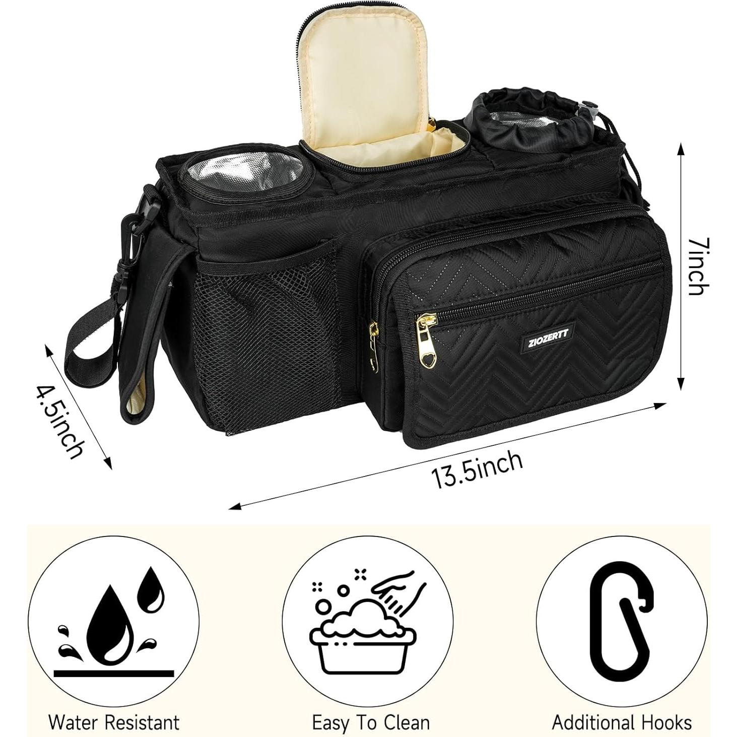 Organizador Universal para Carriola ZIOZERTT Negro con Soporte de Vaso