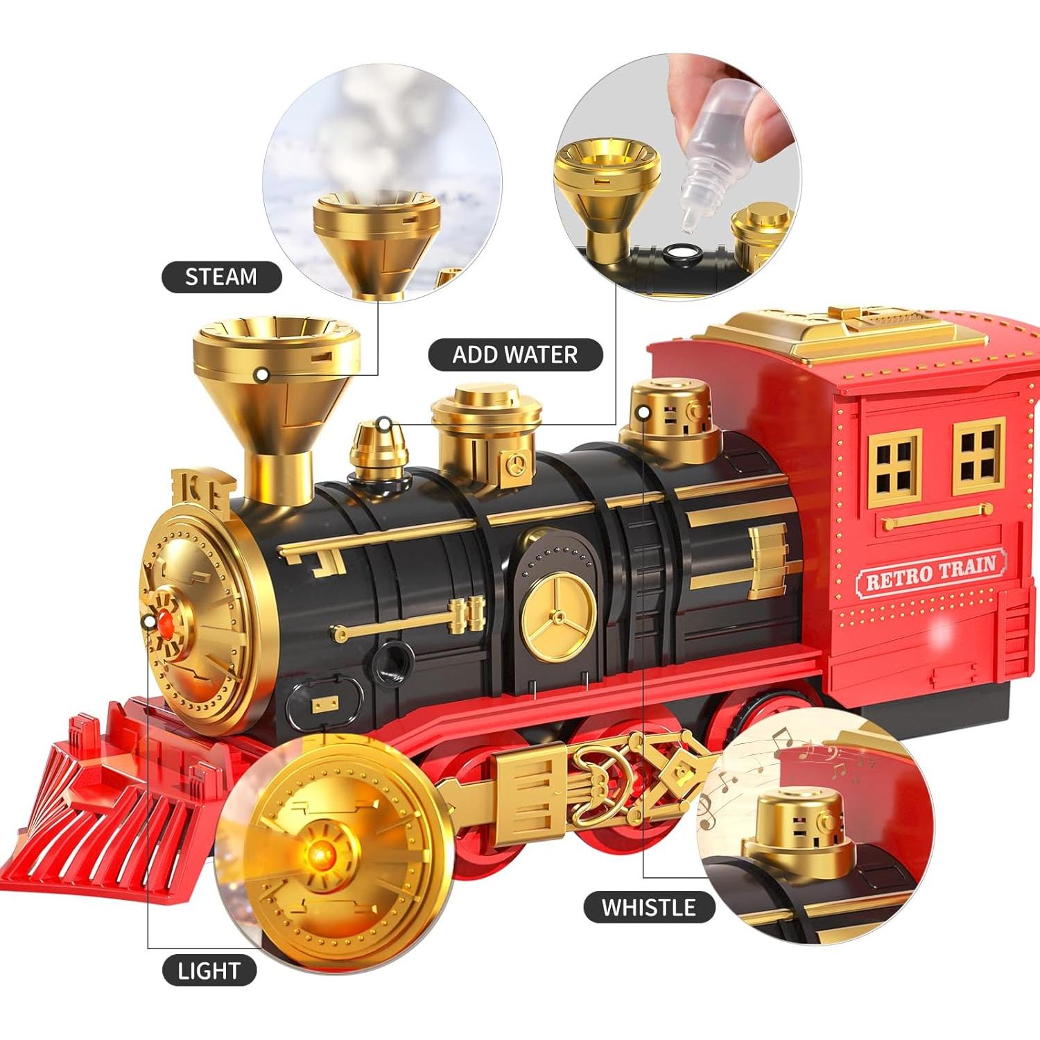 Juego de tren TEMI eléctrico con locomotora y pista 177 cm