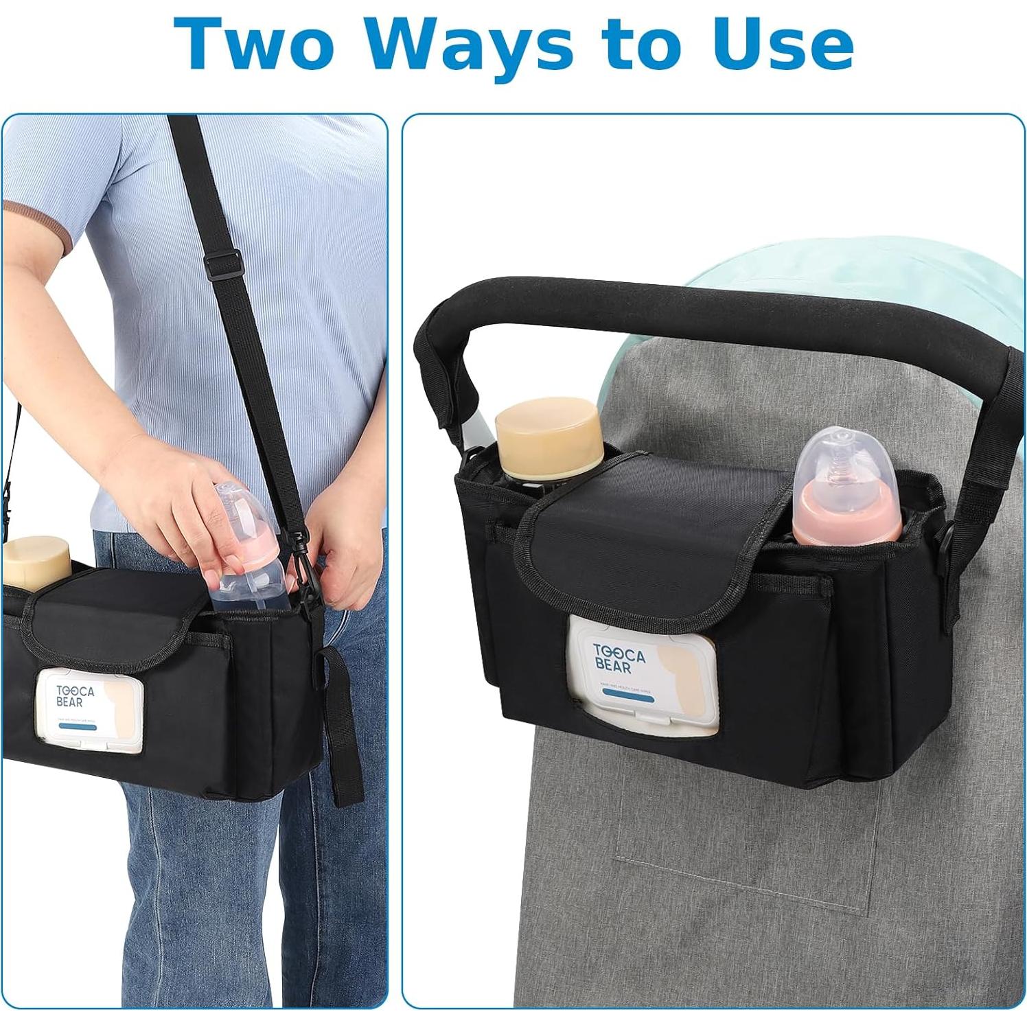 Organizador Universal para Cochecito Accmor con Soporte para Vaso Aislado - Negro