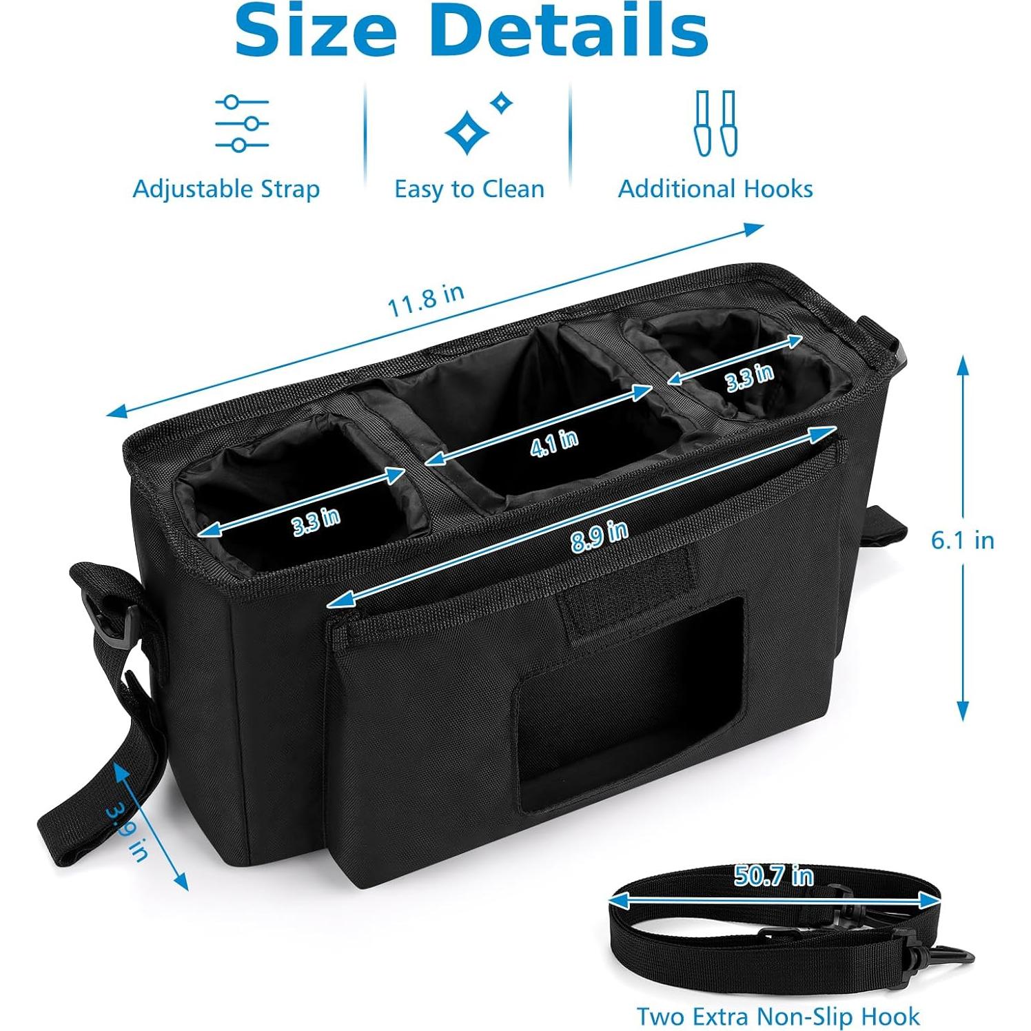 Organizador Universal para Cochecito Accmor con Soporte para Vaso Aislado - Negro