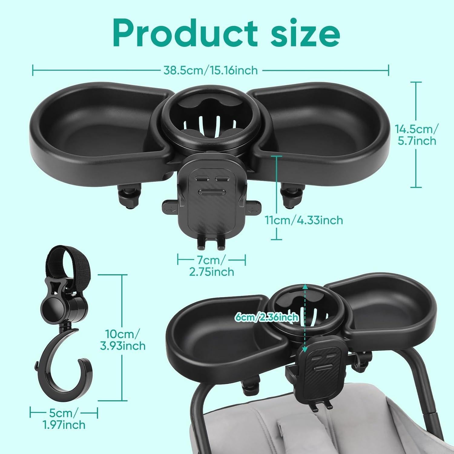 Bandeja para bocadillos MYPIN 4 en 1 para cochecito