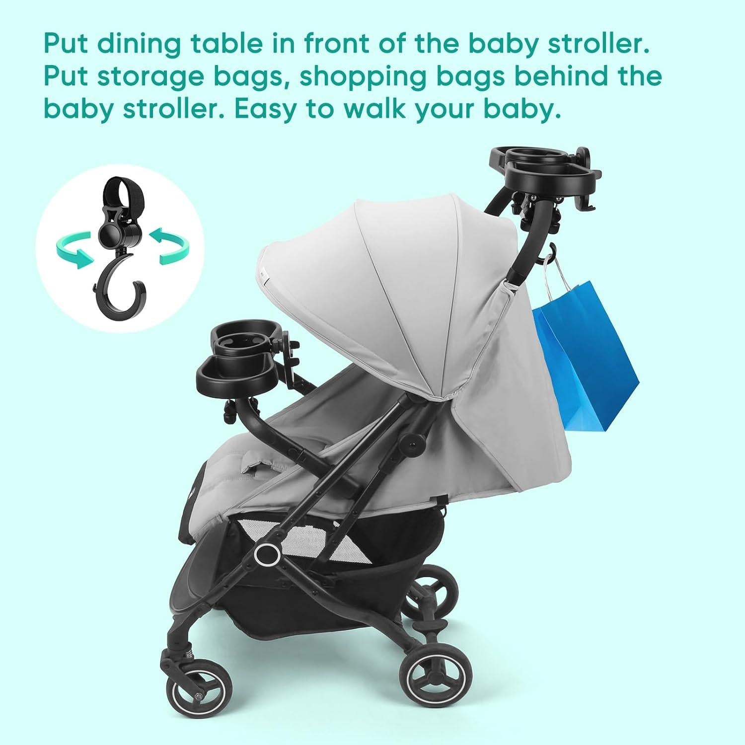 Bandeja para bocadillos MYPIN 4 en 1 para cochecito