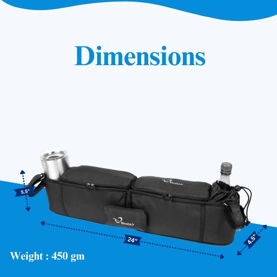 Organizador Doble para Cochecito StrollAir con Soporte para Taza - Negro