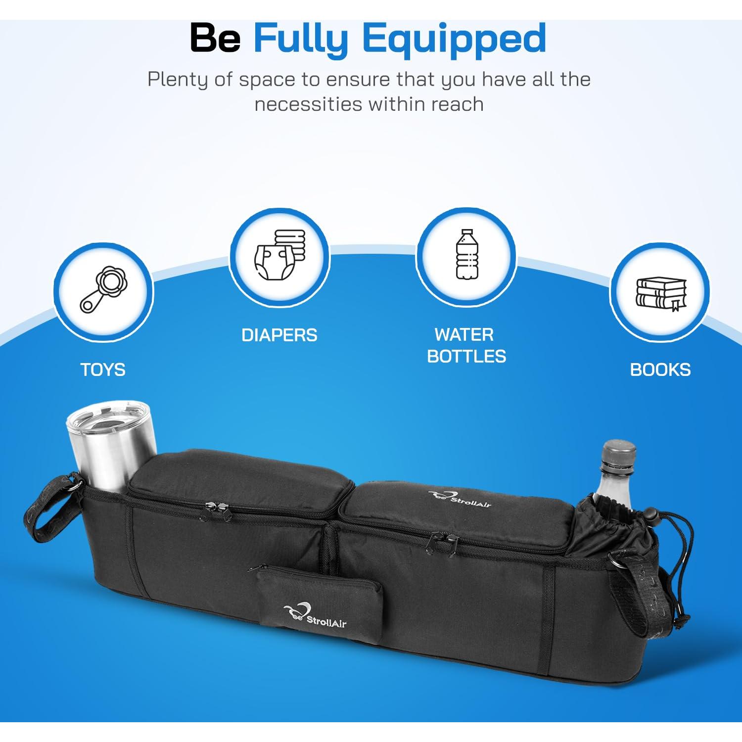 Organizador Doble para Cochecito StrollAir con Soporte para Taza - Negro