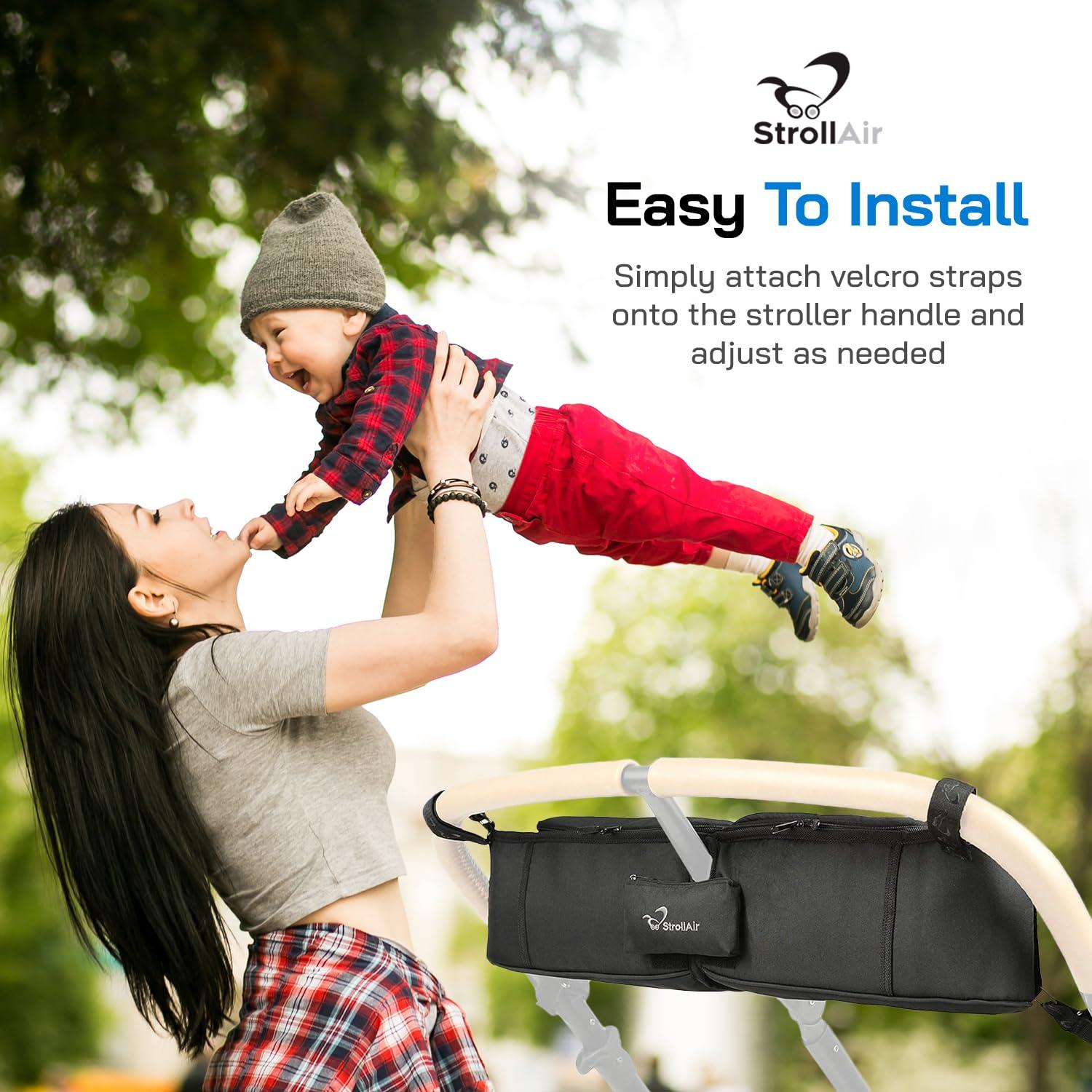Organizador Doble para Cochecito StrollAir con Soporte para Taza - Negro