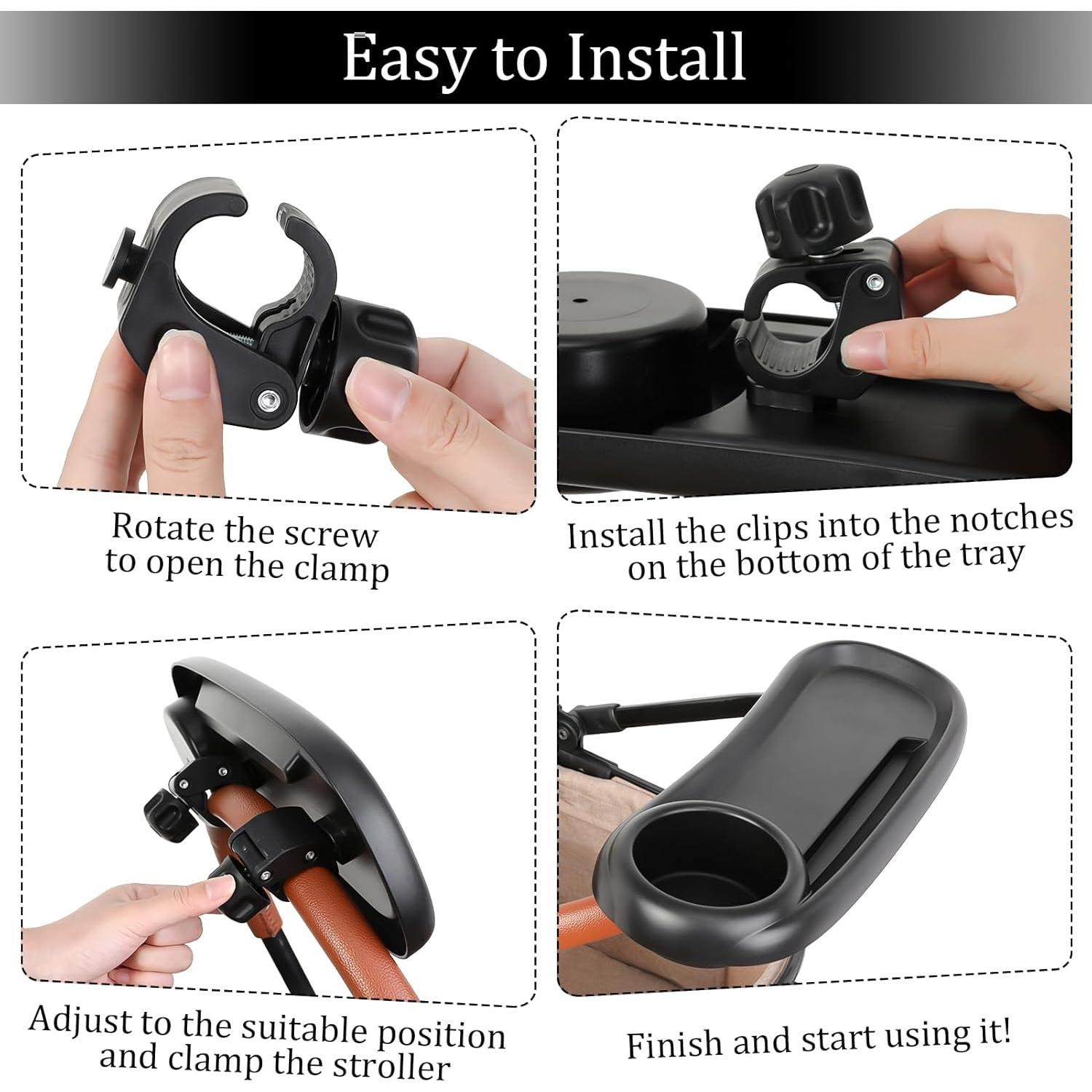 Bandeja para bocadillos de cochecito Guiqulai 3 en 1 con soporte