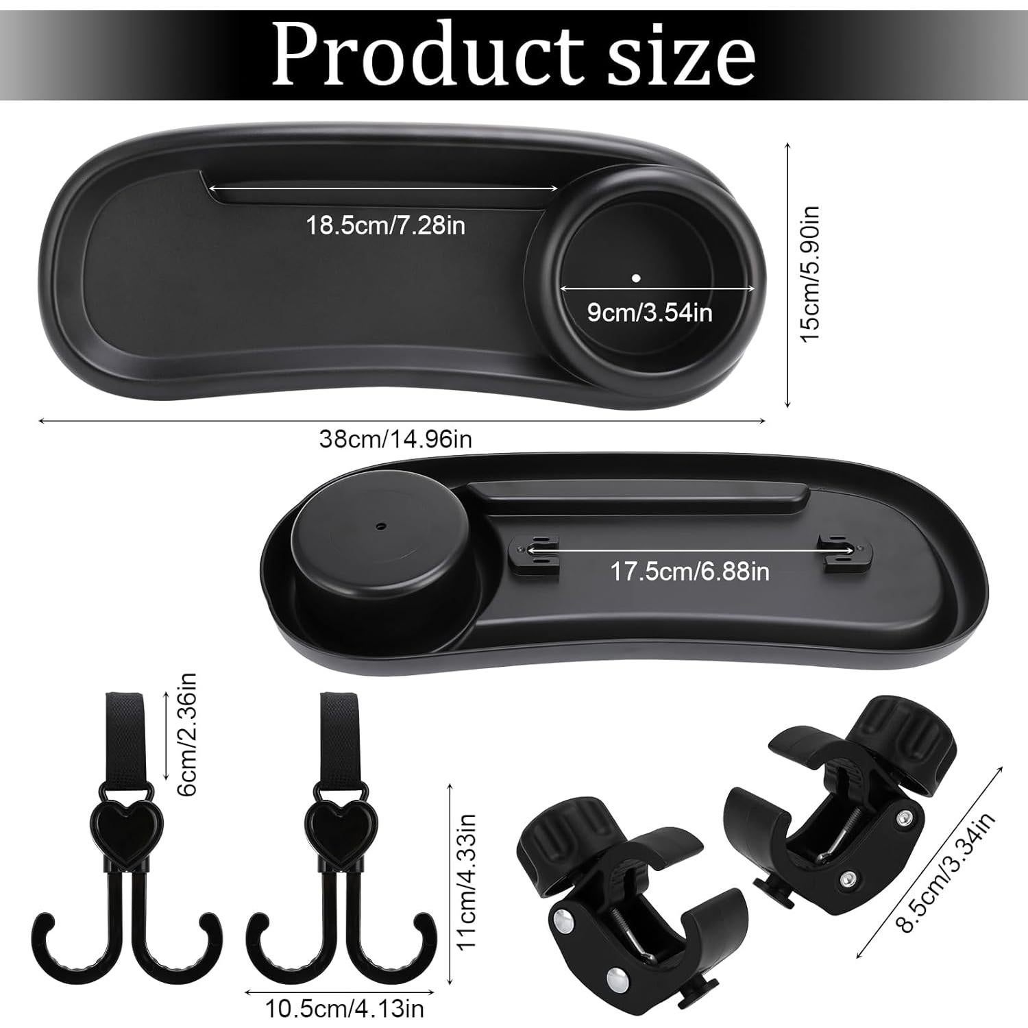 Bandeja para bocadillos de cochecito Guiqulai 3 en 1 con soporte