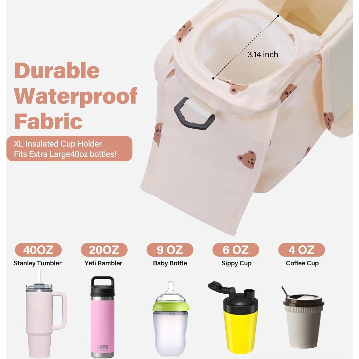 Organizador Universal para Carriolas GOBABYMART Beige Osos