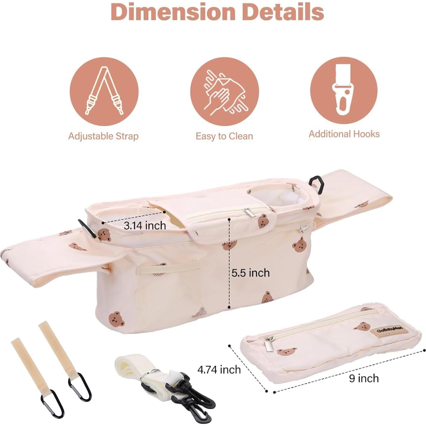 Organizador Universal para Carriolas GOBABYMART Beige Osos