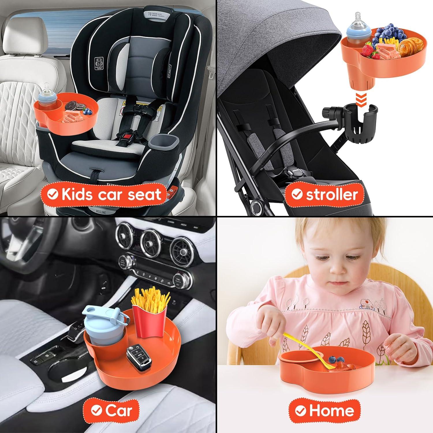 Bandeja para Asiento de Coche SSPONT Naranja con Portavasos