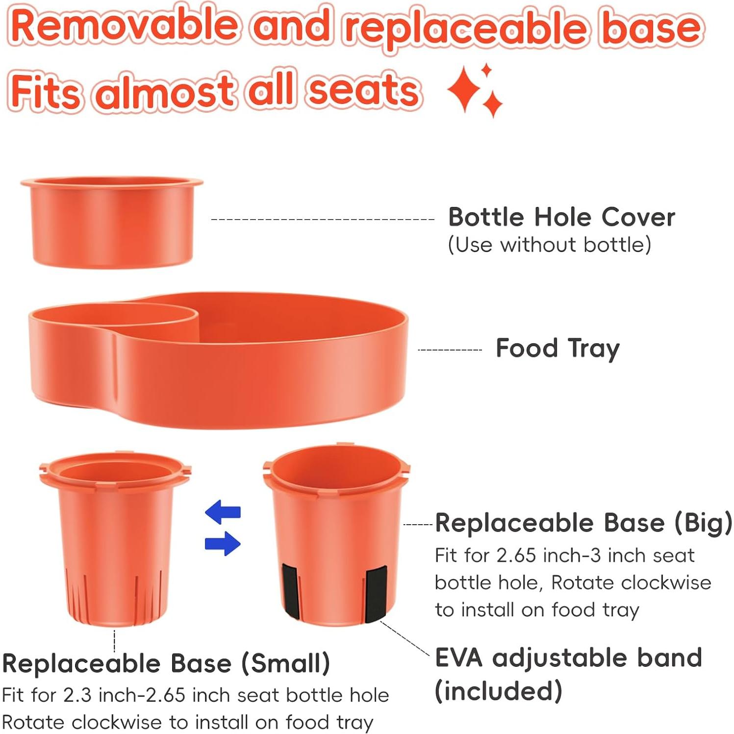 Bandeja para Asiento de Coche SSPONT Naranja con Portavasos
