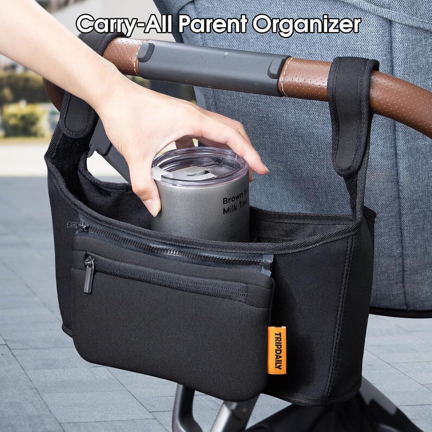 Organizador de Cochecito TRIPDAILY con Soporte de Vaso y Correas Antideslizantes