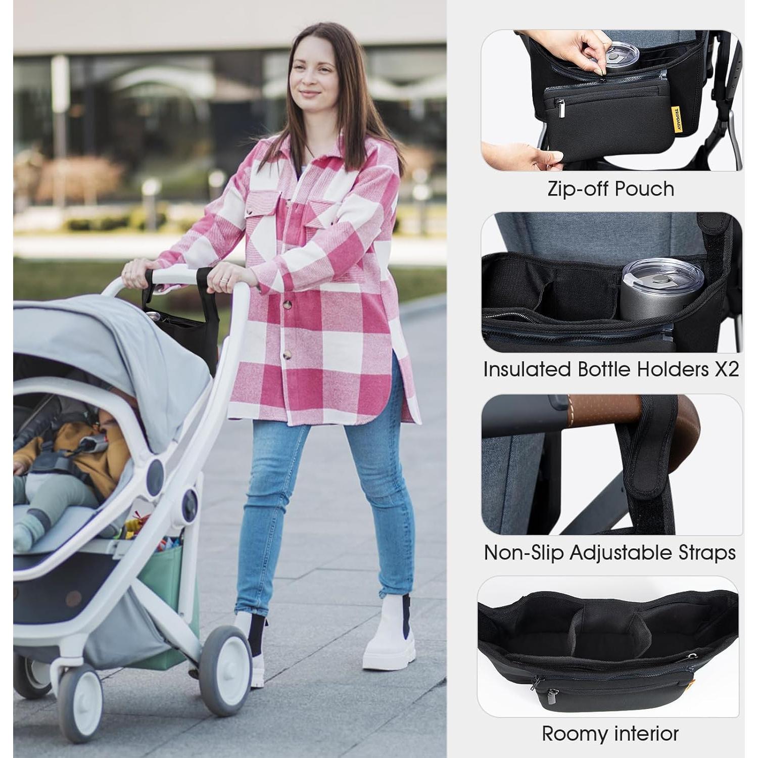 Organizador de Cochecito TRIPDAILY con Soporte de Vaso y Correas Antideslizantes