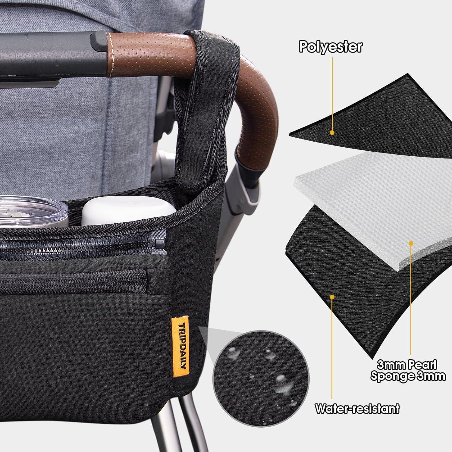 Organizador de Cochecito TRIPDAILY con Soporte de Vaso y Correas Antideslizantes