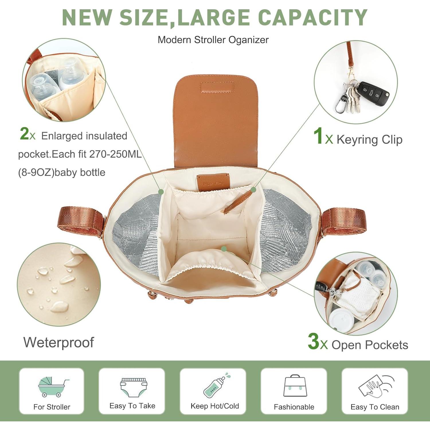 Organizador de Cochecito Miss Fong Marrón con Soporte para Tazas