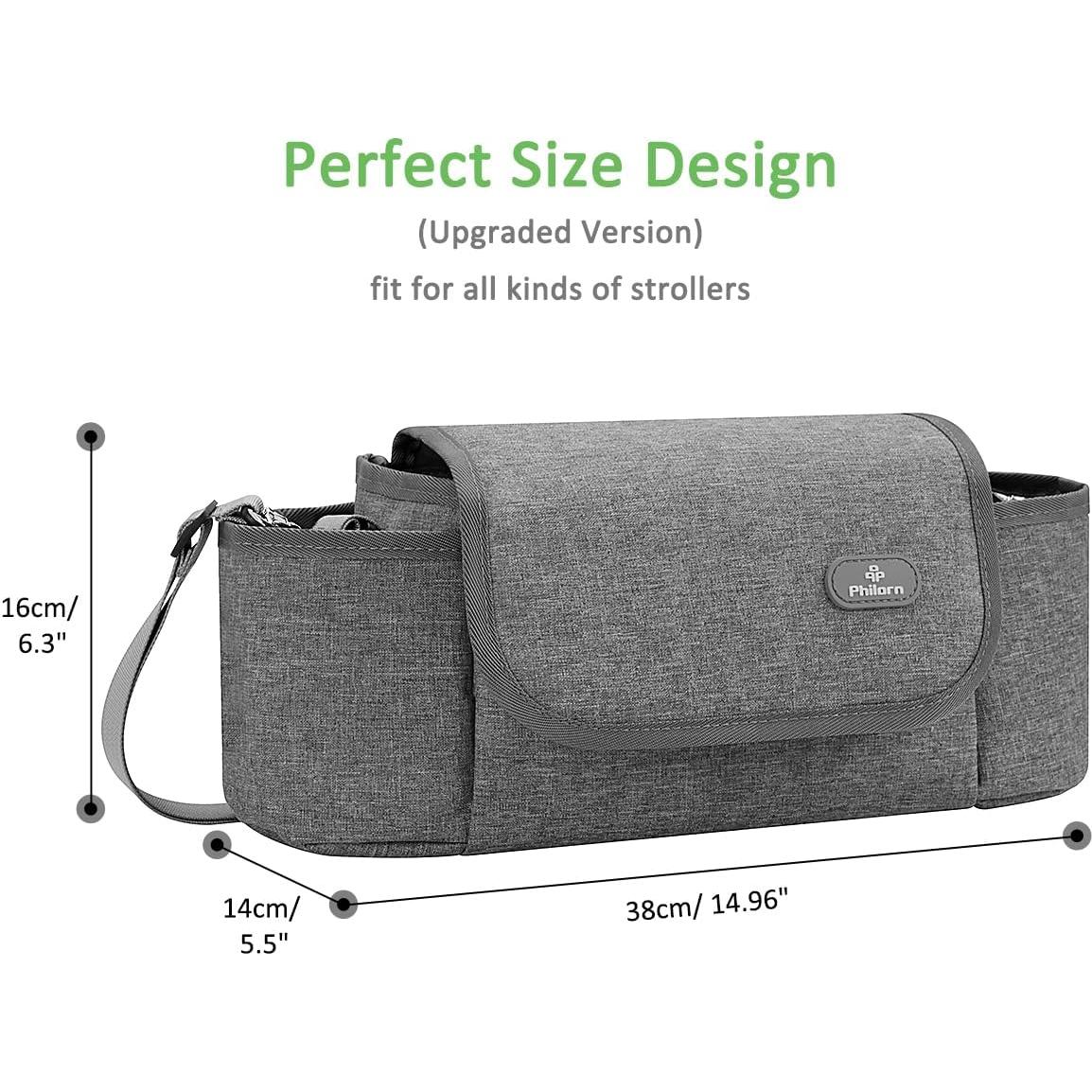 Bolsa Organizadora para Carriola Philorn Gris con Portavasos