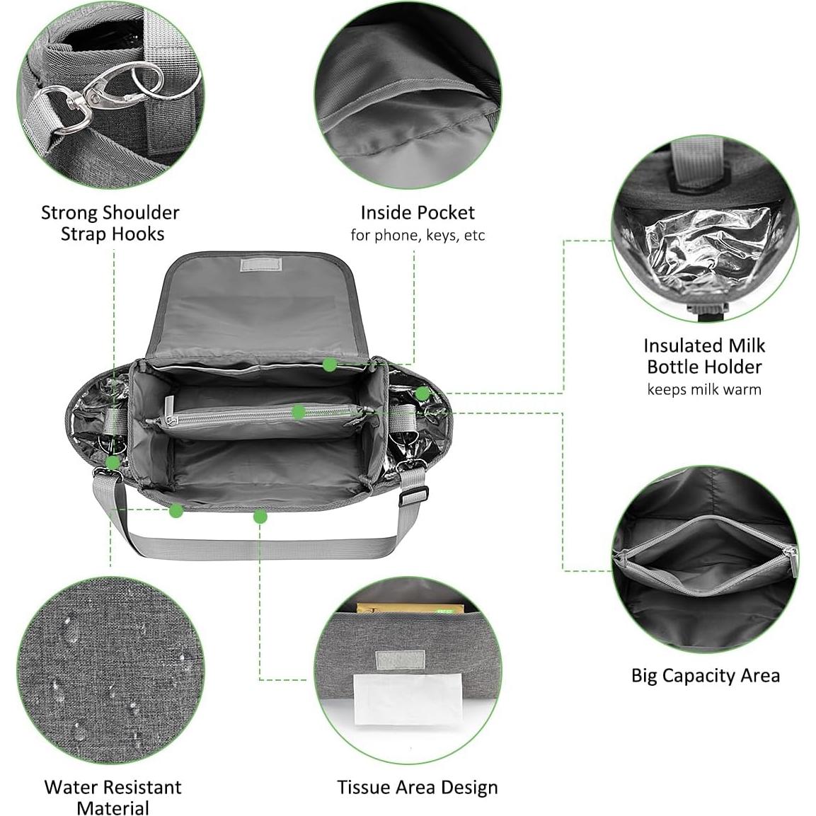 Bolsa Organizadora para Carriola Philorn Gris con Portavasos