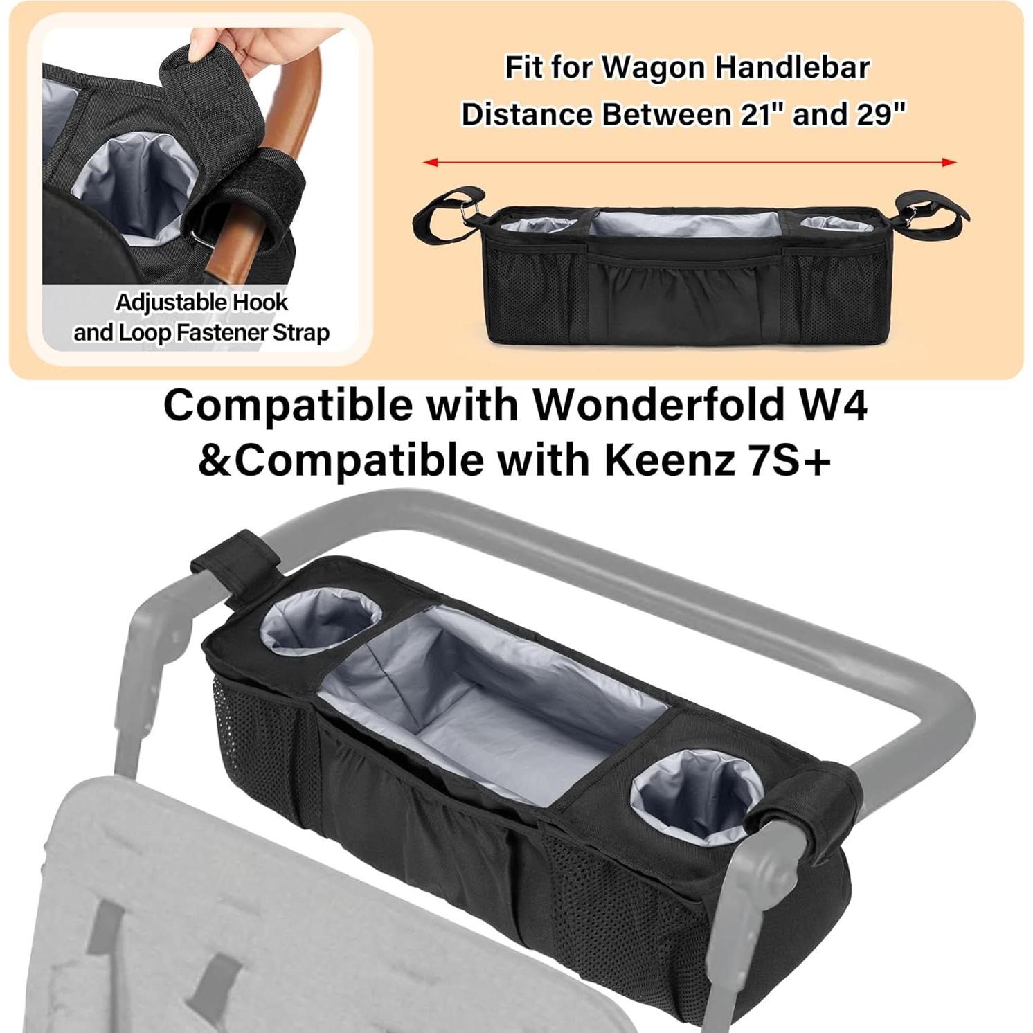 Consola para Padres de Carro Wonderfold W4 y Keenz 7S+, Negro