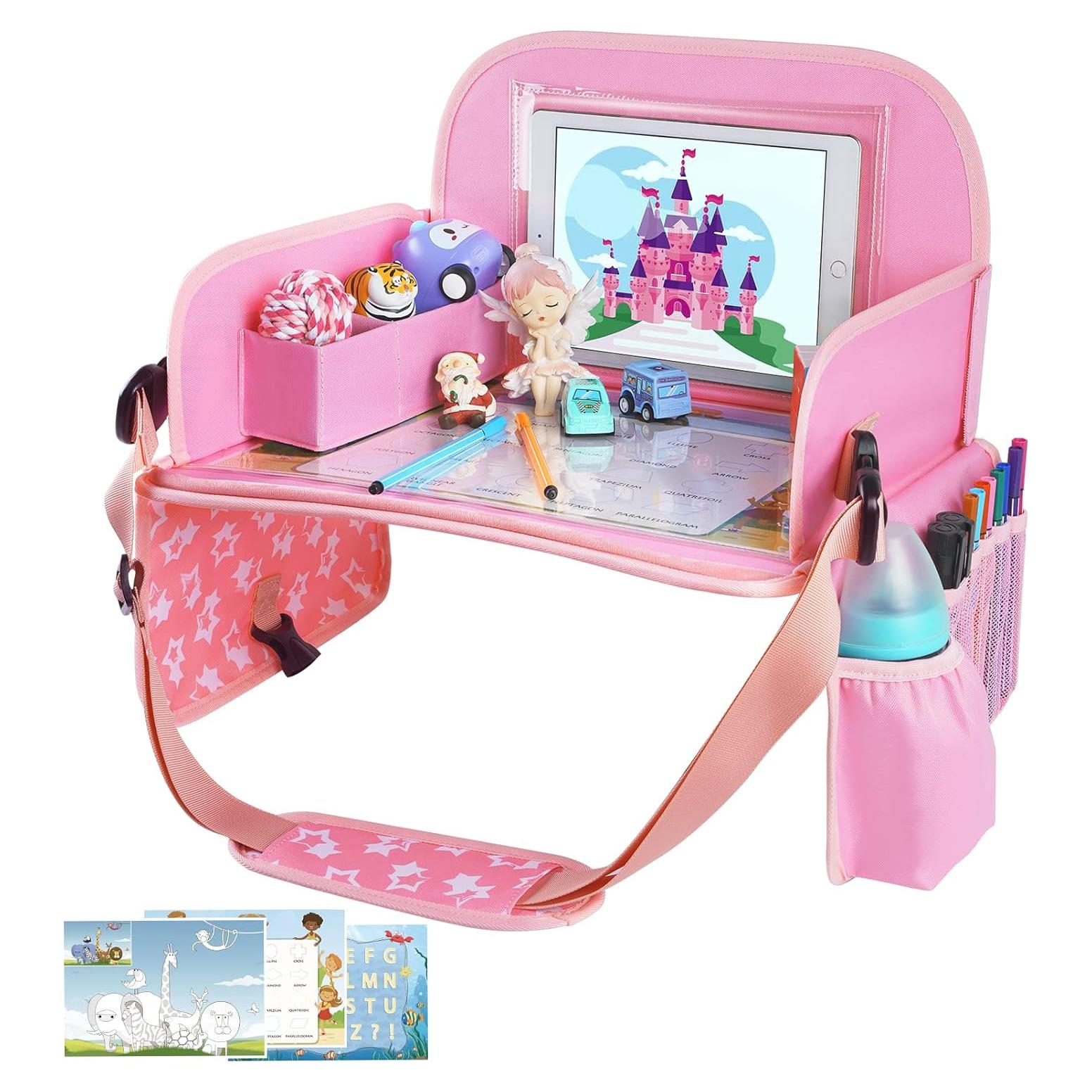 Bandeja de Viaje para Niños MENZOKE Rosa con Soporte para Tableta