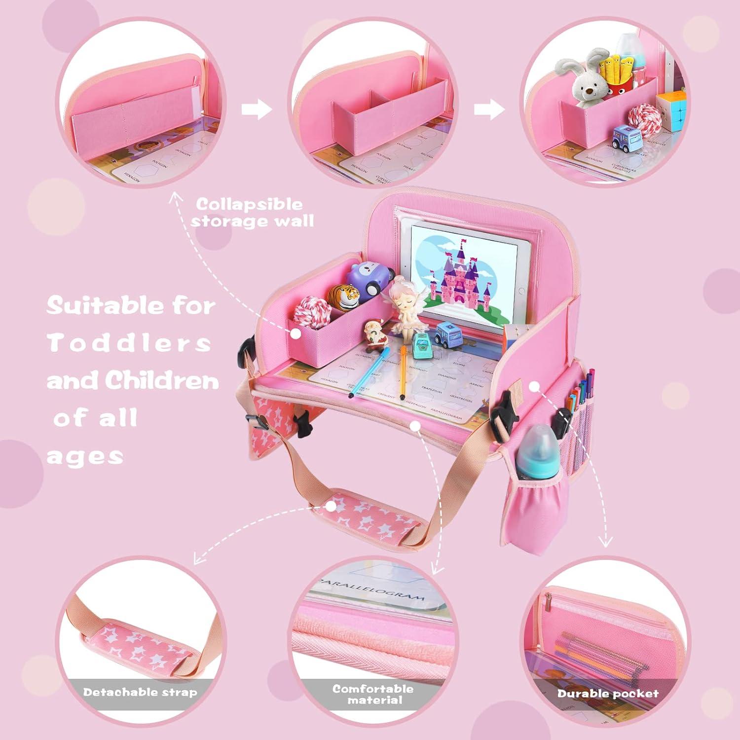 Bandeja de Viaje para Niños MENZOKE Rosa con Soporte para Tableta