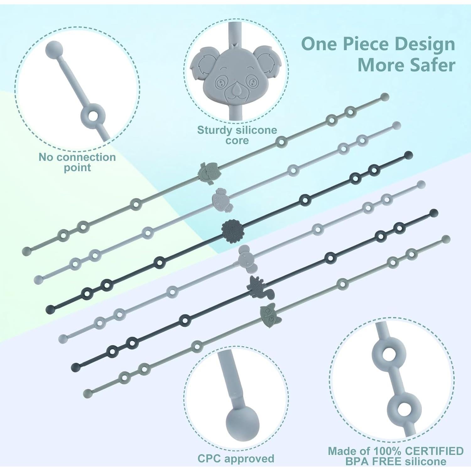 Paquete de 6 correas de silicona Slotic para juguetes de bebé