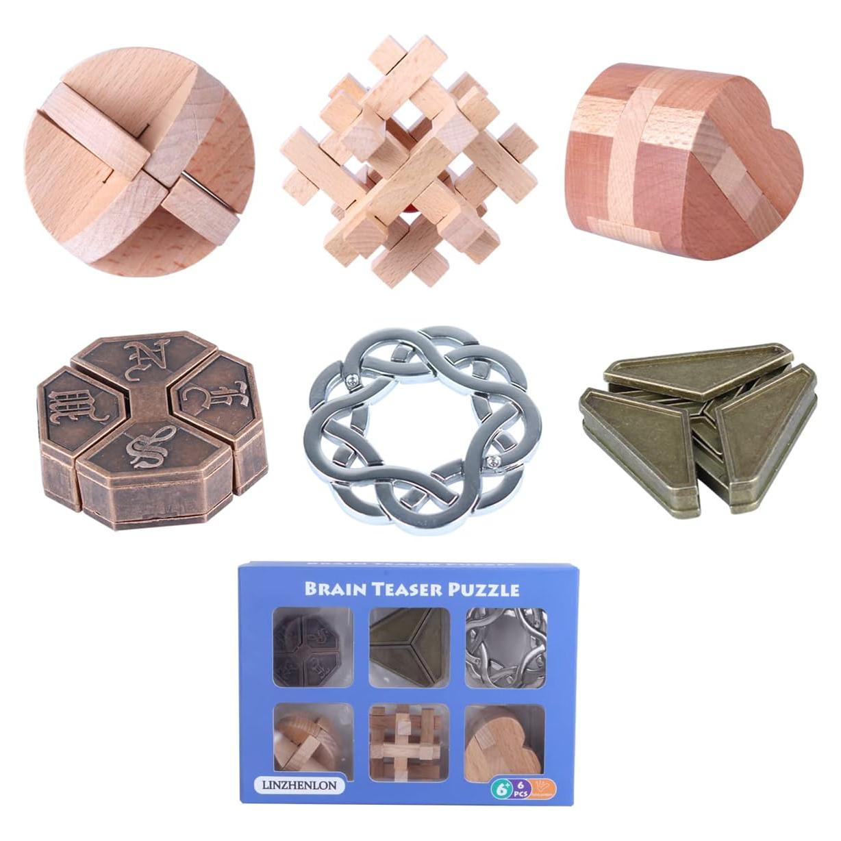 Rompecabezas de Metal LFLQ 6 Piezas para Adultos Bronce